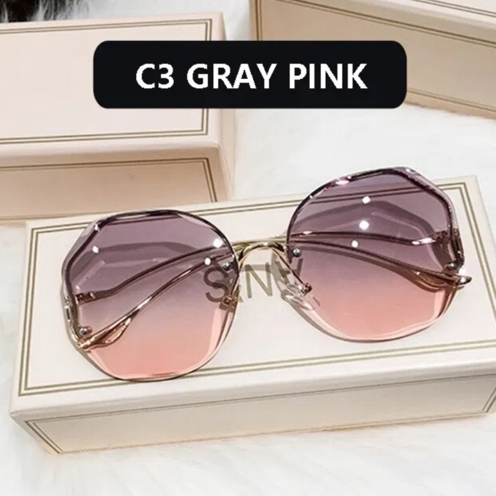 Vintage Designer Style UV400 Sunglasses, Gray Pink